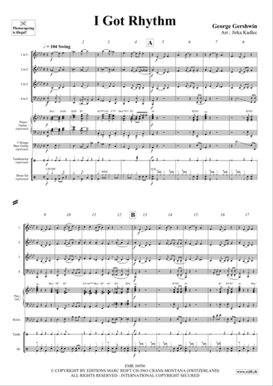 I Got Rhythm Woodwind Quartet scores gallery preview page 2