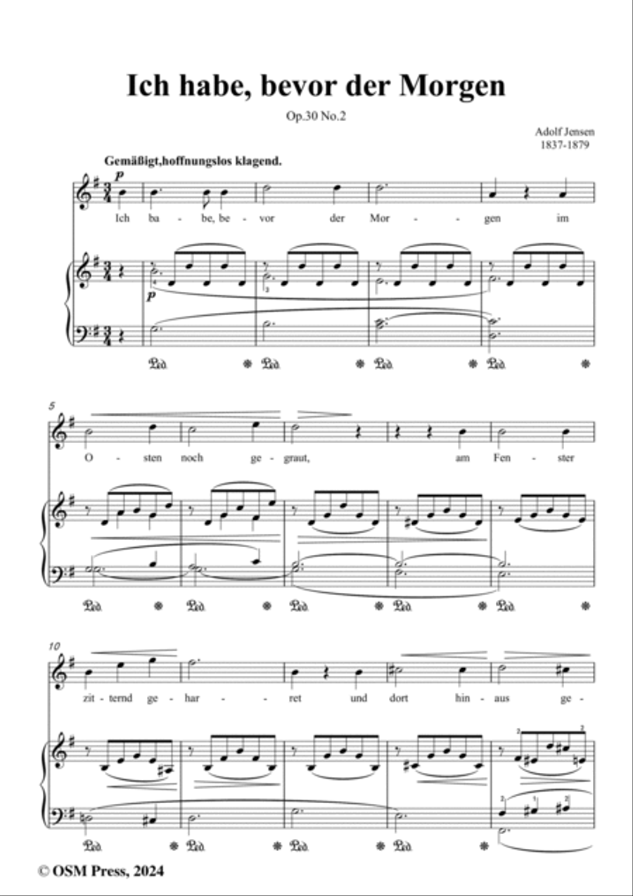 A. Jensen-Ich habe,bevor der Morgen,Op.30 No.2,in G Major Voice scores gallery preview page 2