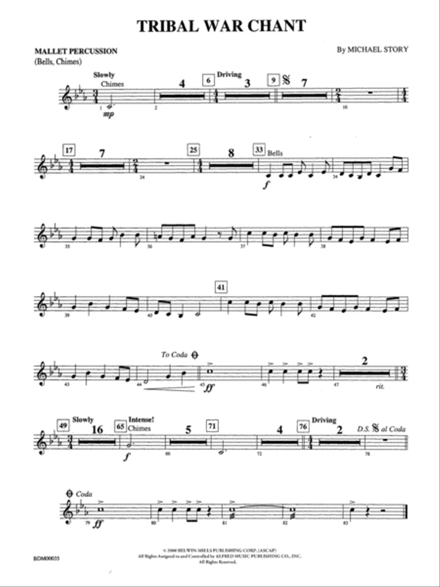 Tribal War Chant: Mallets Concert Band scores gallery preview page 1