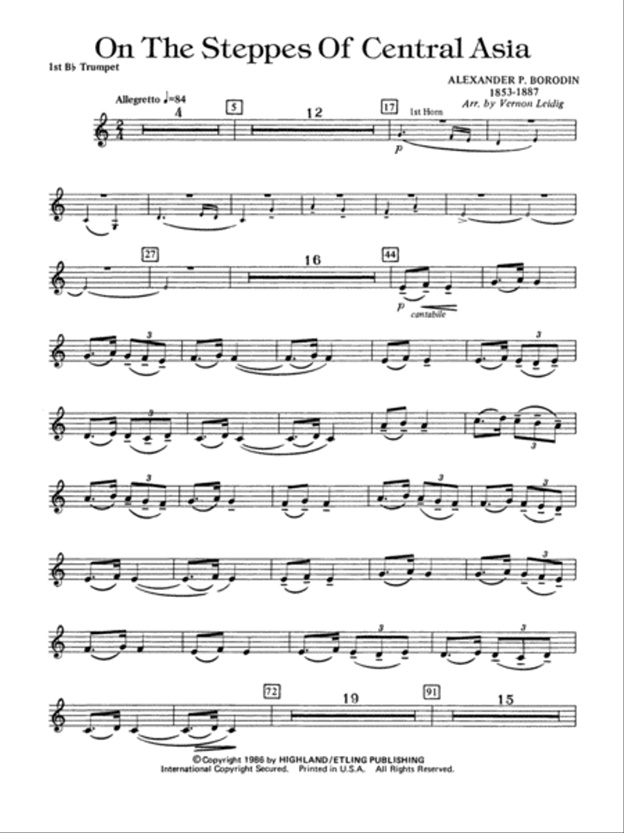 On the Steppes of Central Asia: 1st B-flat Trumpet Full Orchestra scores gallery preview page 1