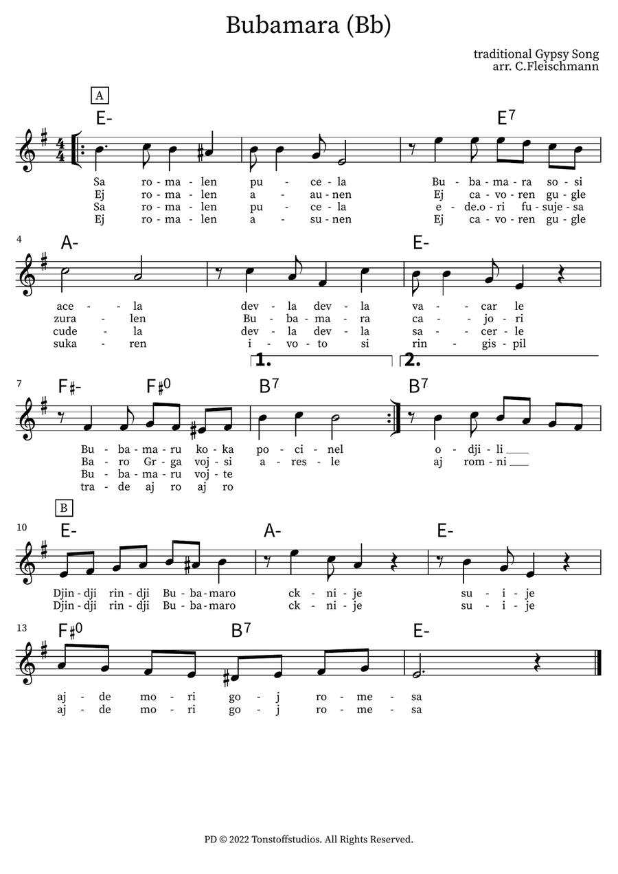Bubamara Piano scores gallery preview page 1