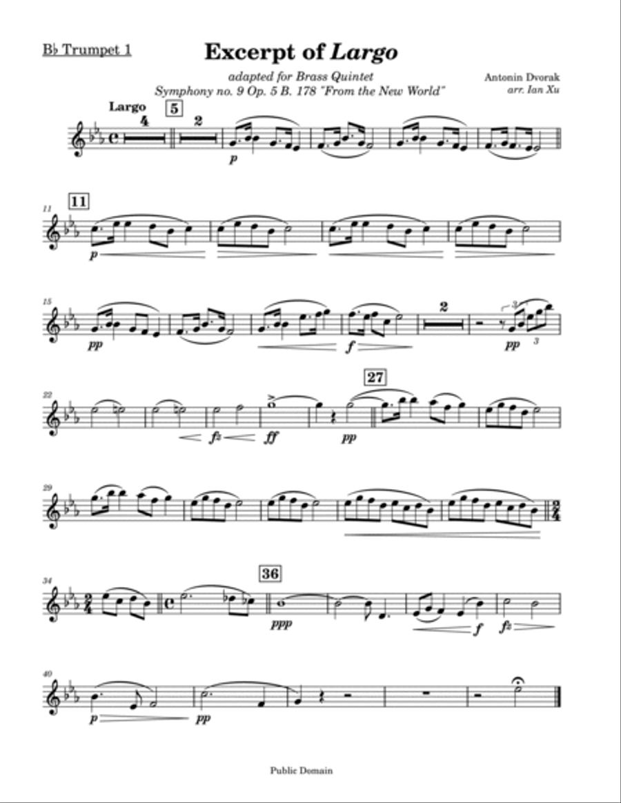 Excerpt of Largo from Symphony No. 9 Excerpt of Largo from Symphony No. 9 Brass Ensemble scores gallery preview page 5