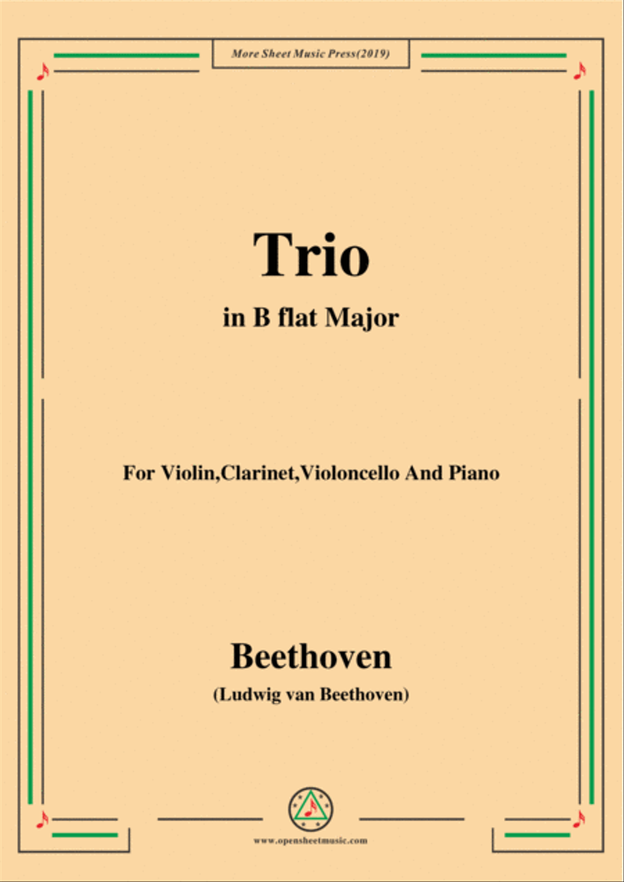 Beethoven-Trio Op.11,in B flat Major,for Violin,Clarinet,Violoncello and Pno Clarinet scores gallery preview page 1