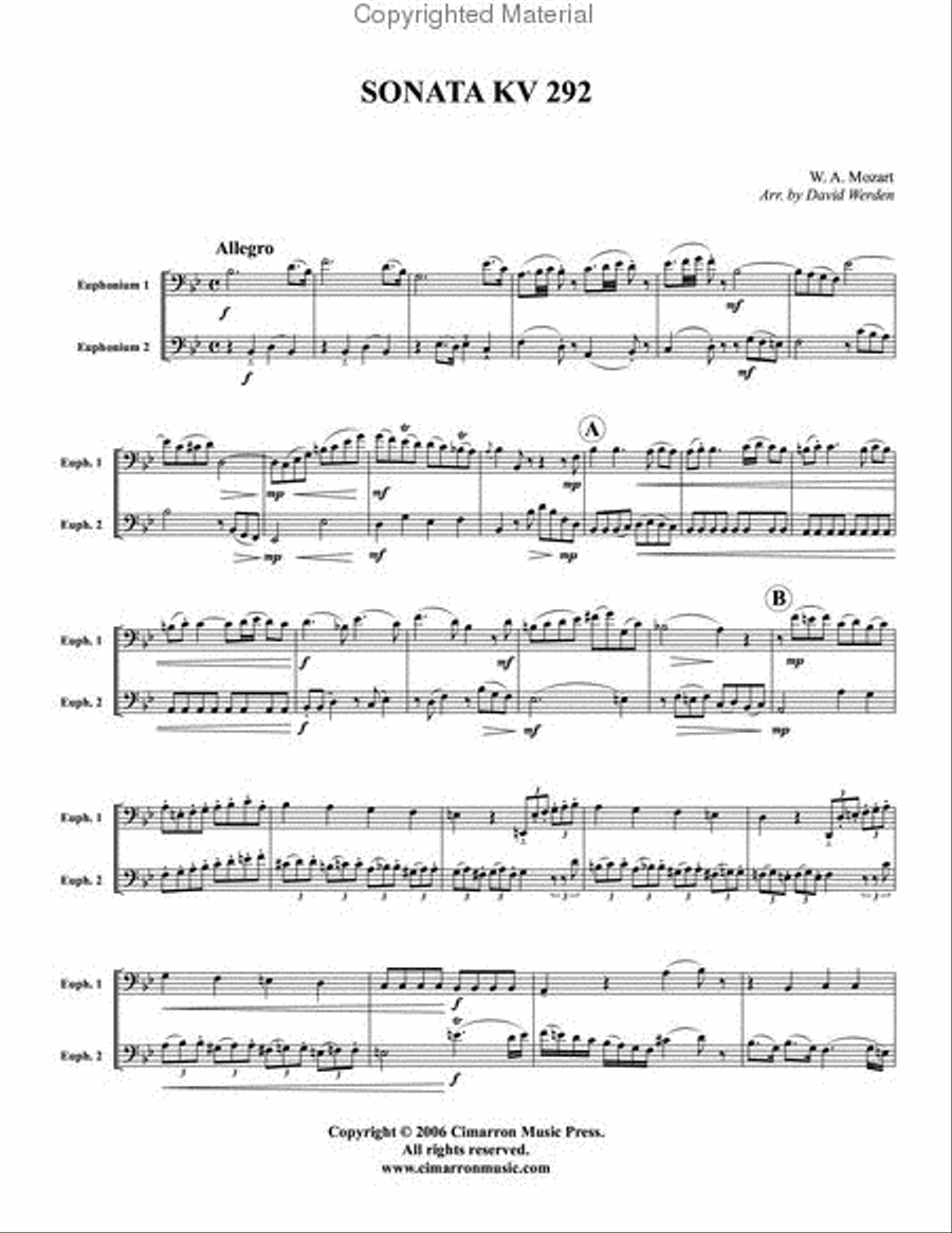 Sonata, KV. 292 Sonata, KV. 292 Brass Duet scores gallery preview page 2