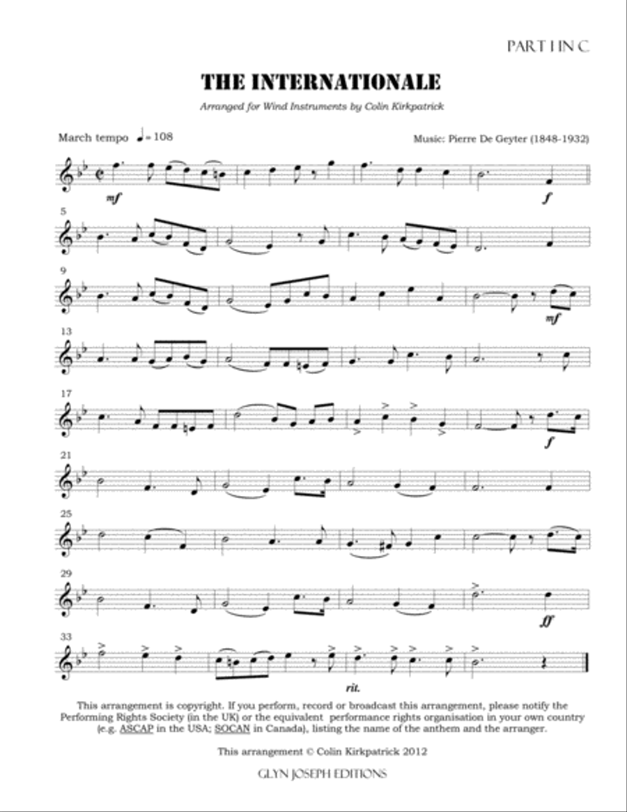 The Internationale (for wind instruments) Concert Band scores gallery preview page 6
