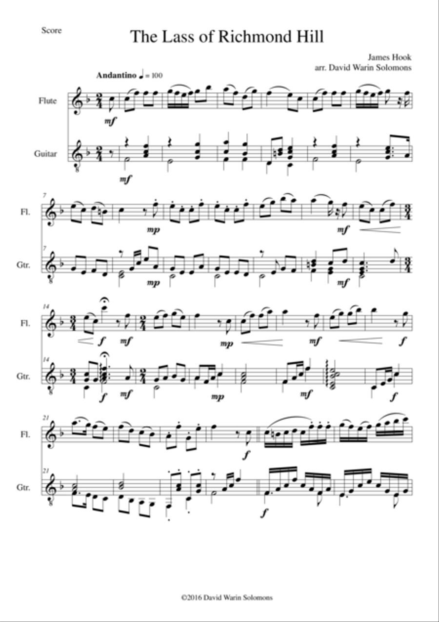 25 Arrangements for flute and classical guitar Flute scores gallery preview page 2