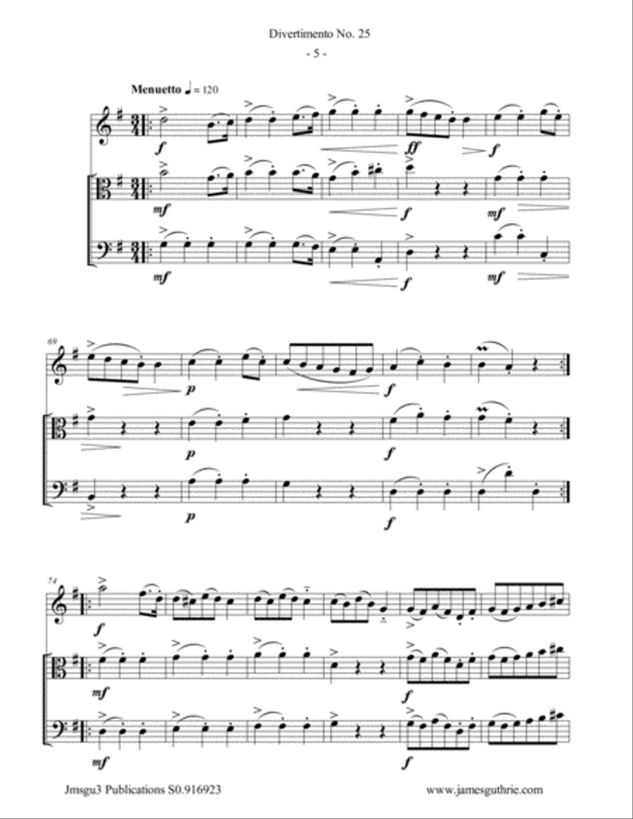Haydn: Divertimento No. 25 Trio for Oboe, Viola & Cello Oboe scores gallery preview page 5