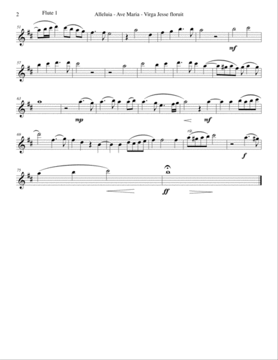 Alleluia - Ave Maria - Virga Jesse floruit arranged for flute quintet Flute Solo scores gallery preview page 6