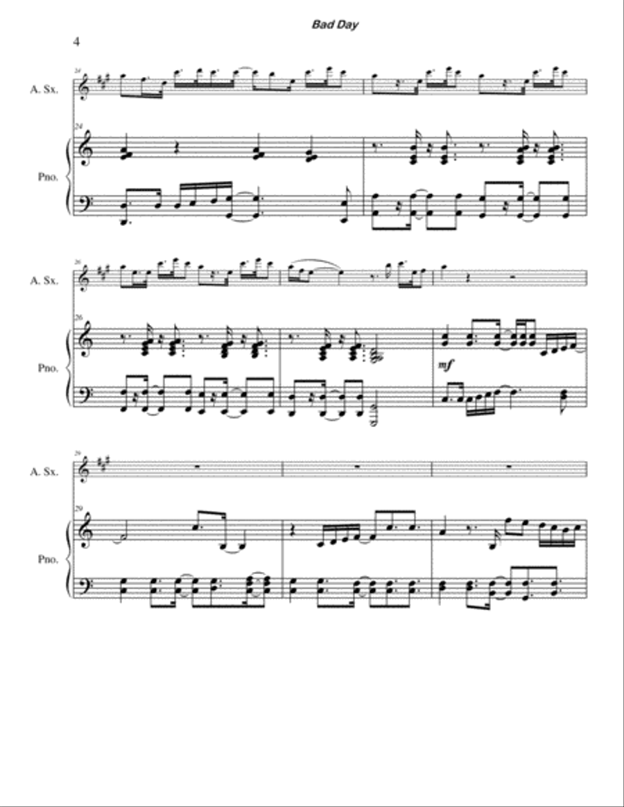 Bad Day Bad Day Alto Saxophone scores gallery preview page 4