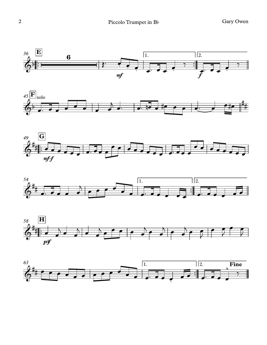 Gary Owen (7th Cavalry March) Brass Ensemble scores gallery preview page 6