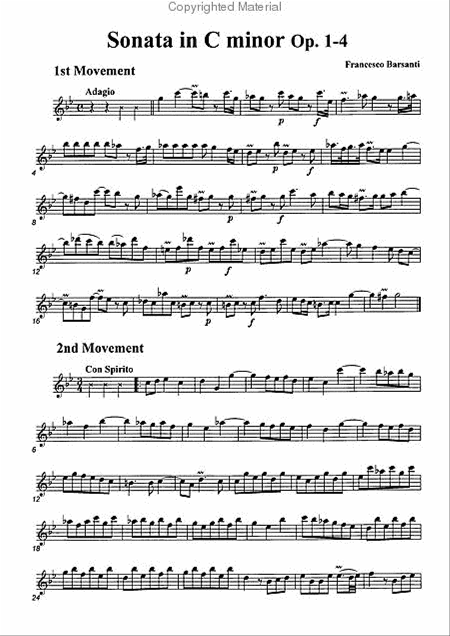 Sonata in C minor, Op. 1-4 Alto Recorder scores gallery preview page 2