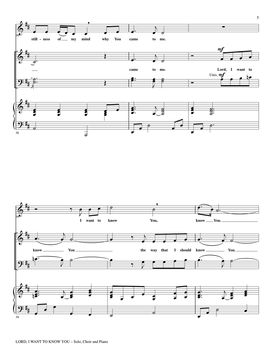 LORD I WANT TO KNOW YOU (for Solo and SATB Choir with Piano) 4-Part scores gallery preview page 5