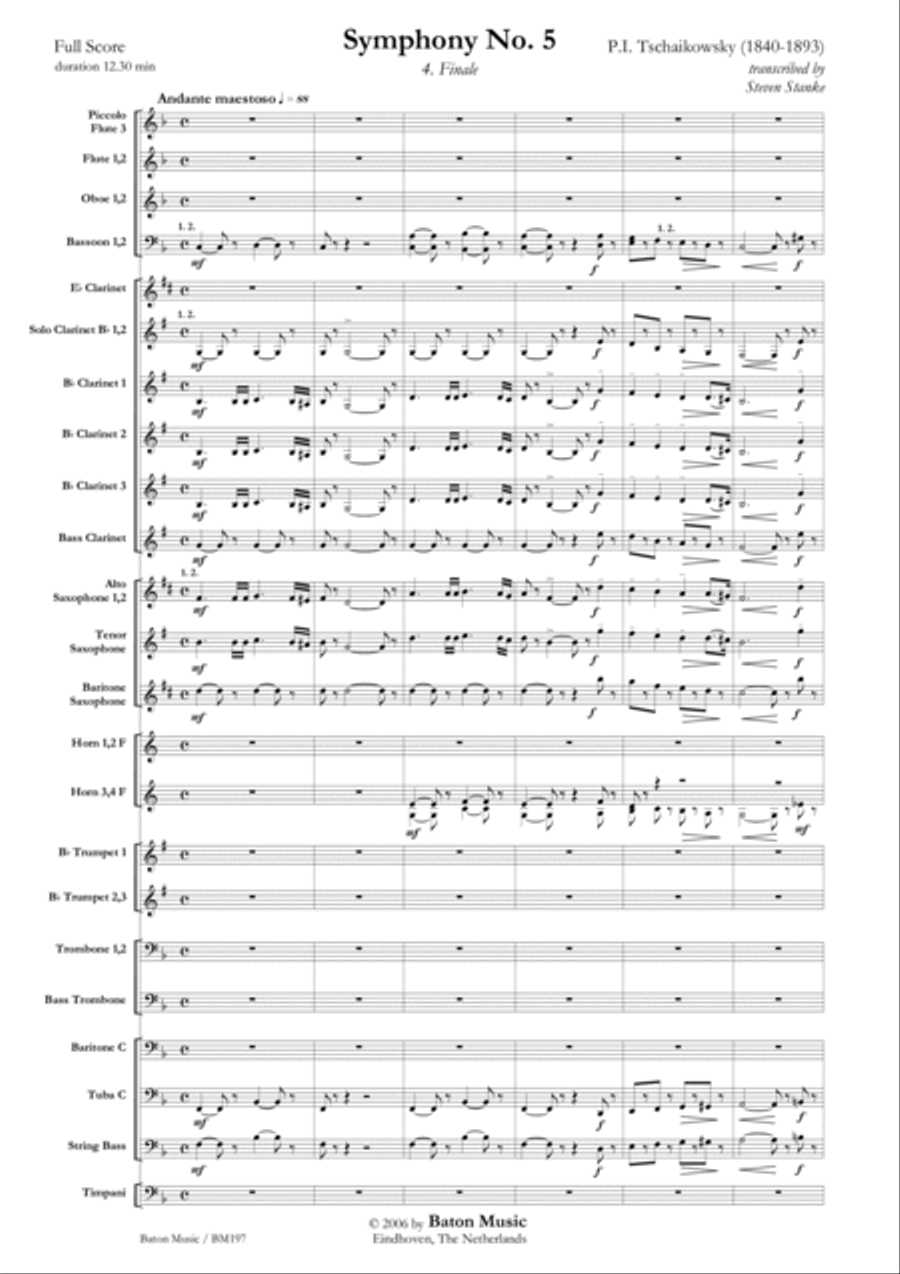 Symphony No. 5 E minor Symphony No. 5 E minor Concert Band scores gallery preview page 2