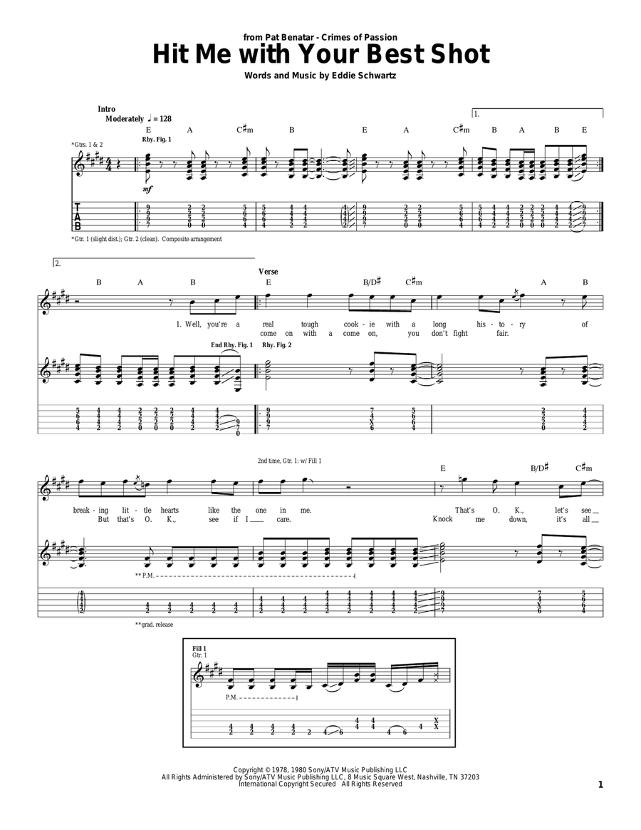 Hit Me With Your Best Shot Acoustic Guitar scores gallery preview page 1