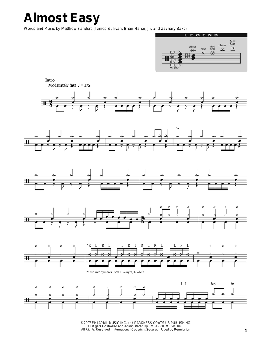 Almost Easy Almost Easy Drum Set scores gallery preview page 1