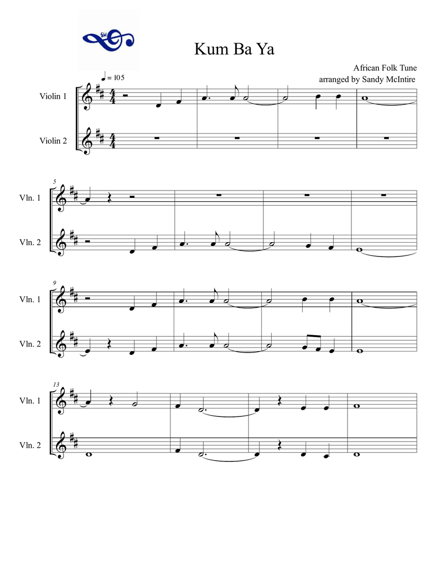 Kum Ba Ya Kum Ba Ya String Duet scores gallery preview page 1