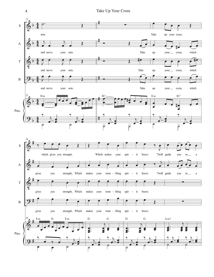 Take Up Your Cross (SATB) 4-Part scores gallery preview page 4
