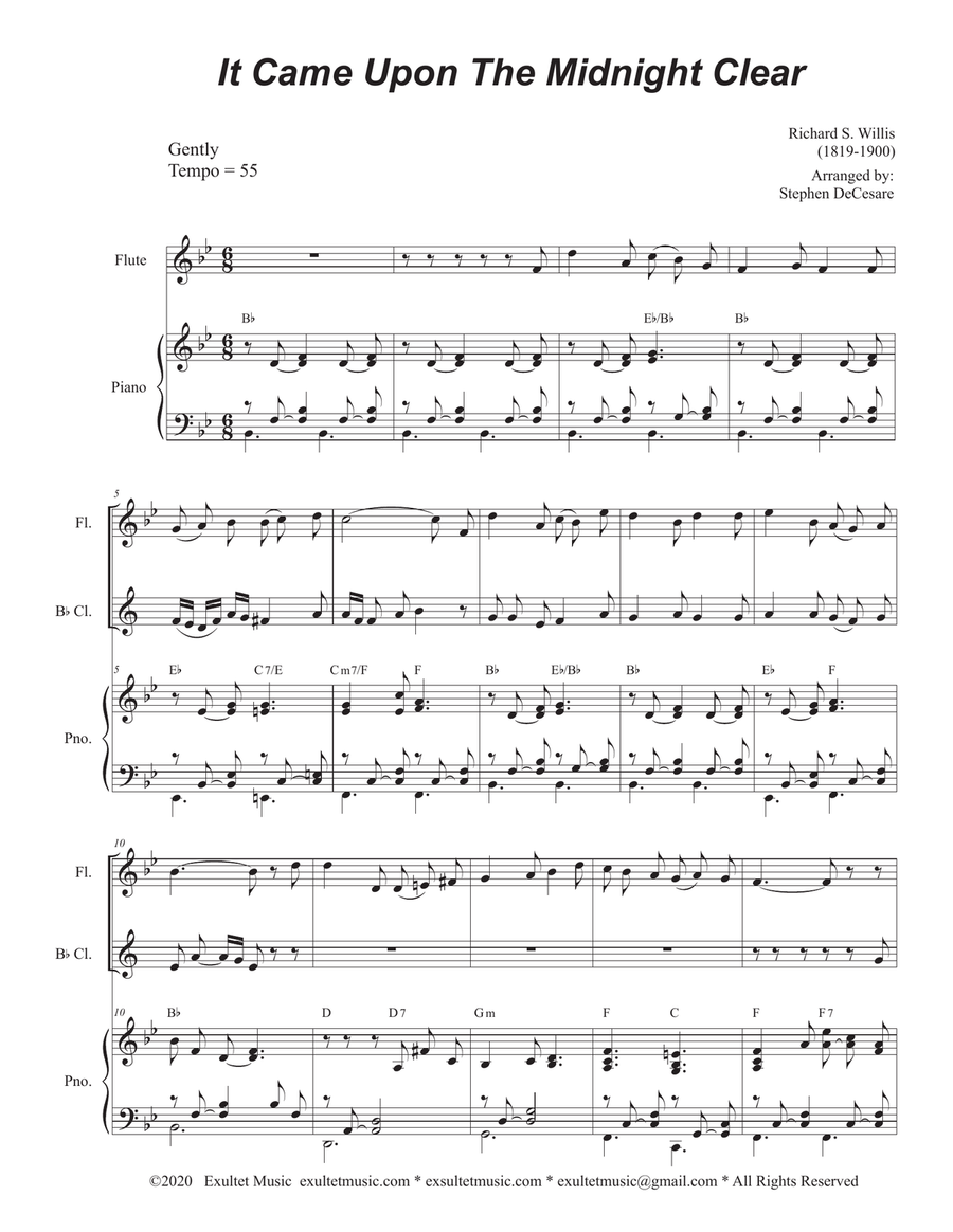 It Came Upon The Midnight Clear (Duet for Flute and Bb-Clarinet) It Came Upon The Midnight Clear (Duet for Flute and Bb-Clarinet) Woodwind Duet scores gallery preview page 1