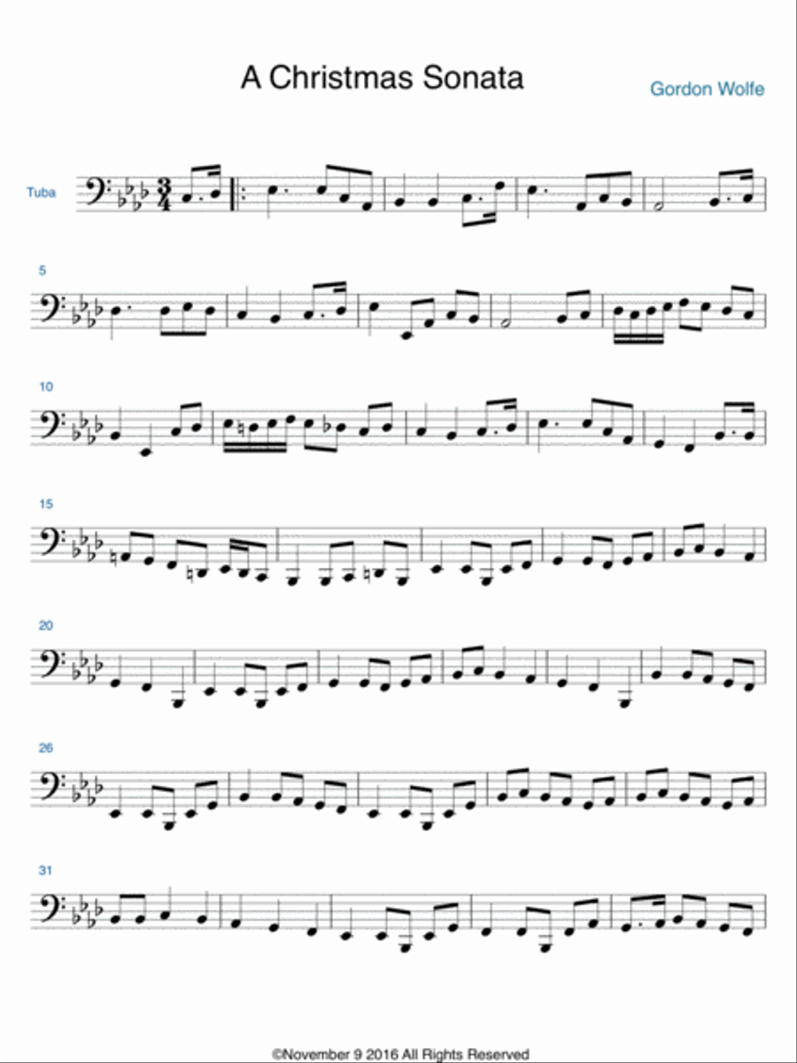 A Christmas Sonata Tuba scores gallery preview page 1
