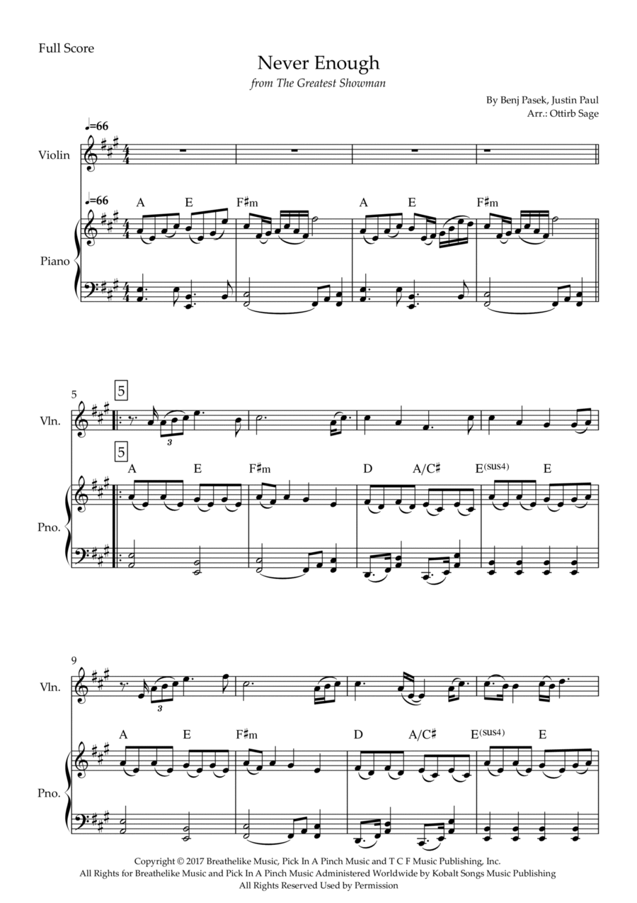 Never Enough Never Enough Violin Solo scores gallery preview page 1