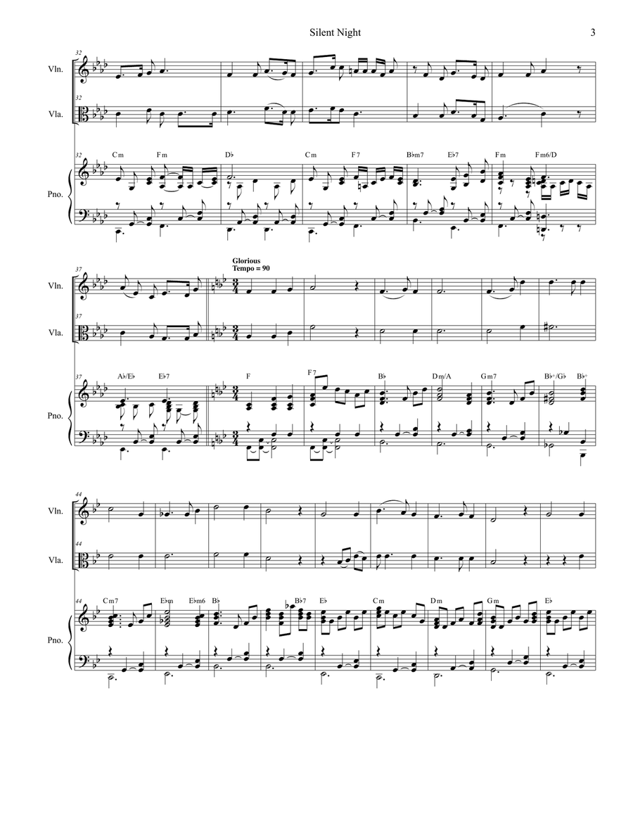 Silent Night (Duet for Violin and Viola - Alternate Version) String Duet scores gallery preview page 3