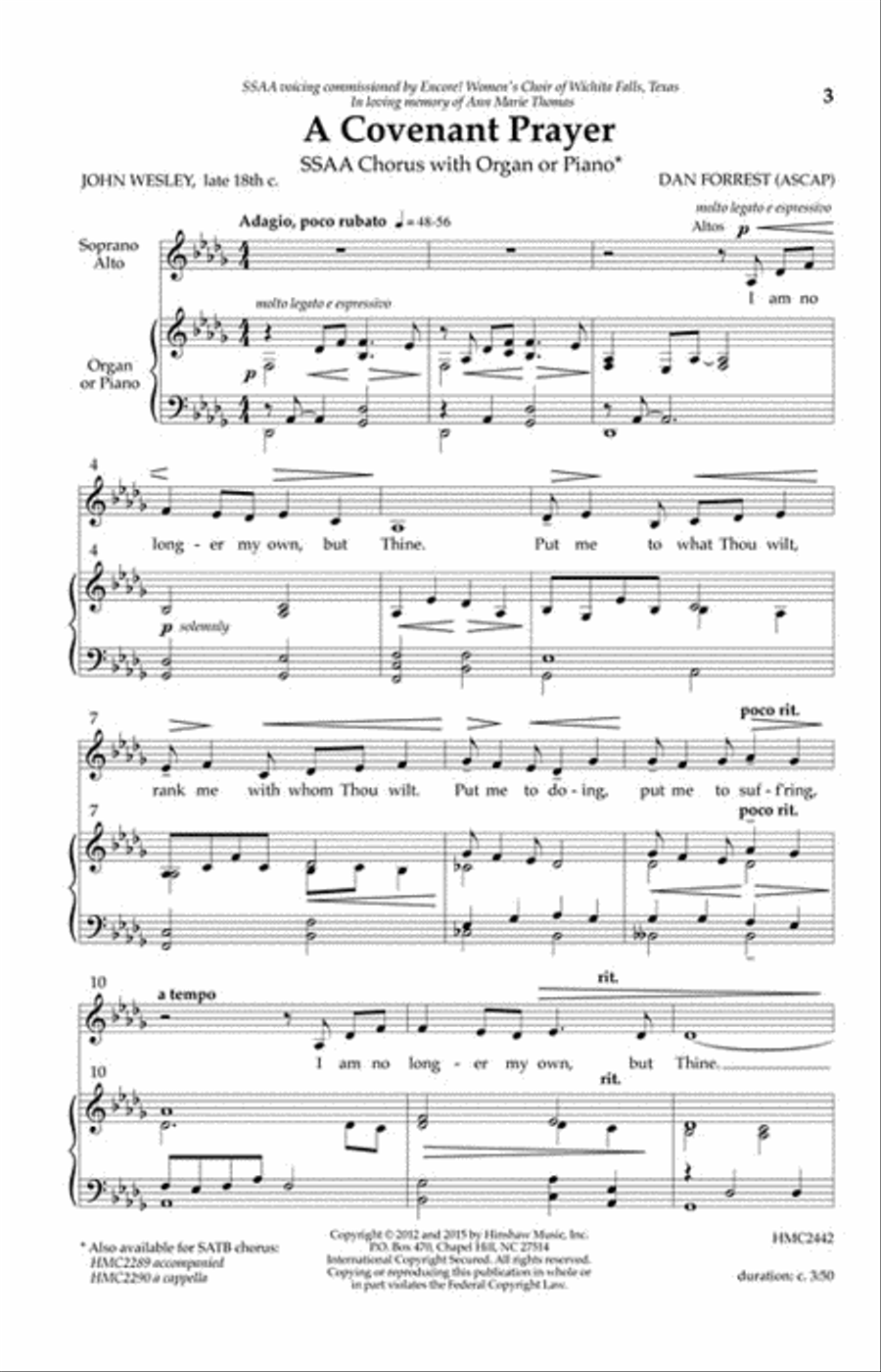 A Covenant Prayer A Covenant Prayer SSAA scores gallery preview page 2