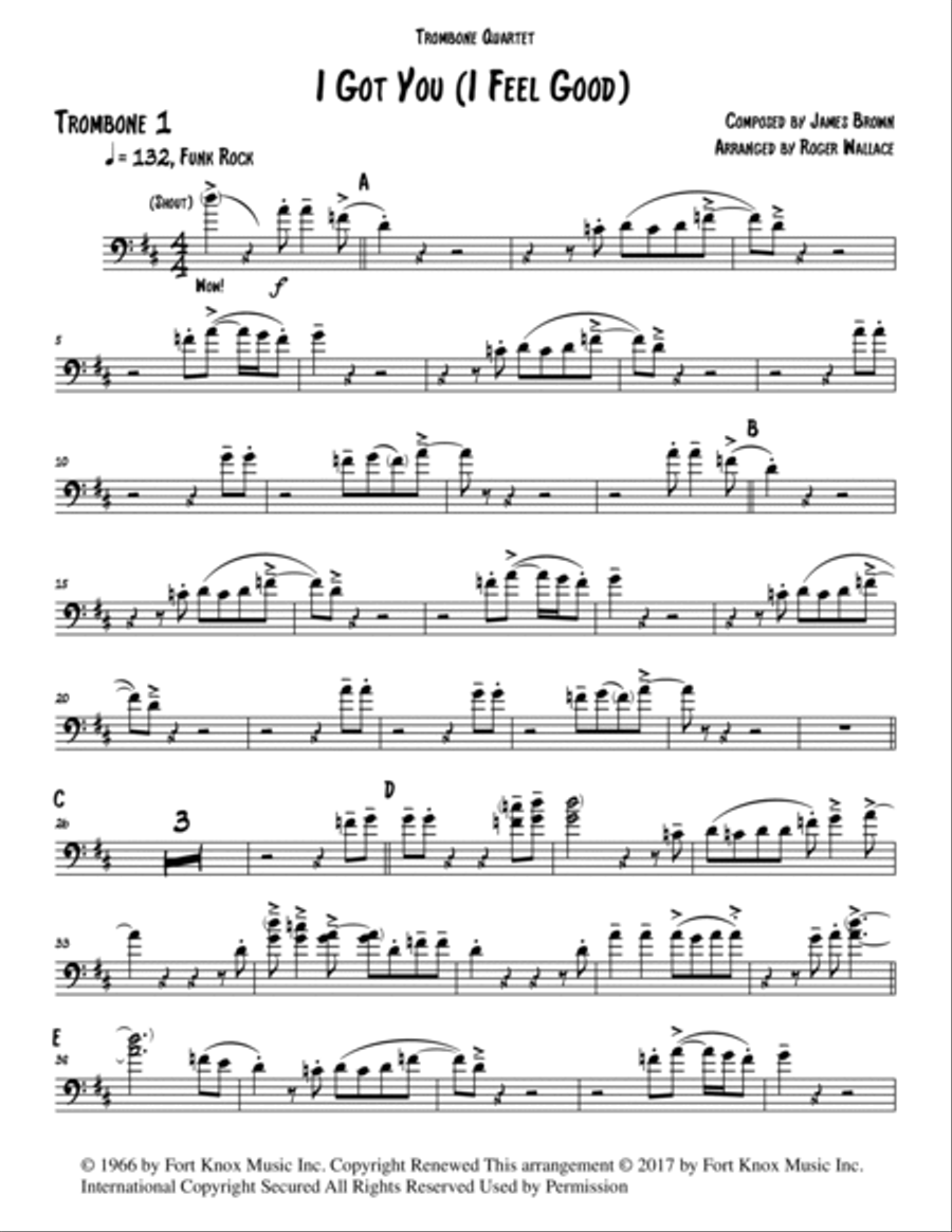 I Got You (i Feel Good) Brass Quartet scores gallery preview page 6