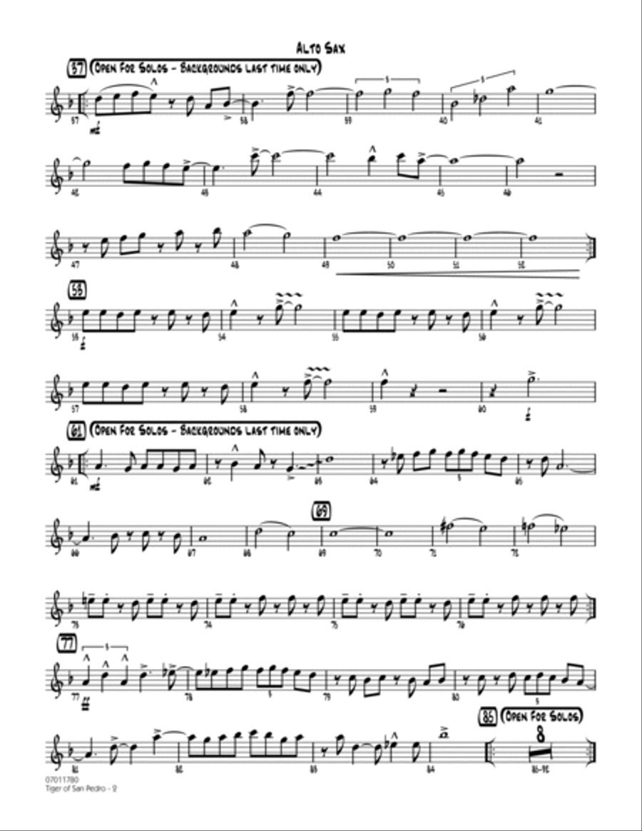 Tiger Of San Pedro - Alto Sax