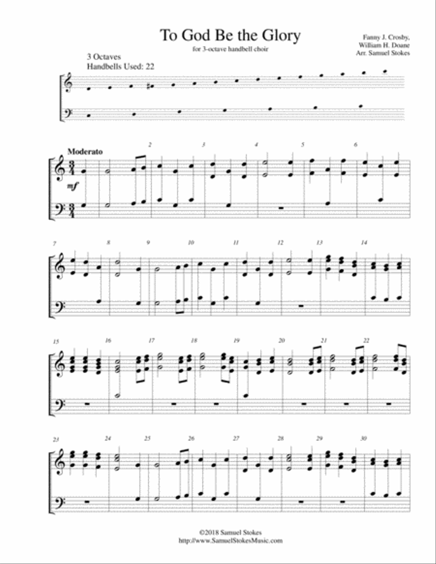 To God Be the Glory - for 3-octave handbell choir 3-Octaves scores gallery preview page 1