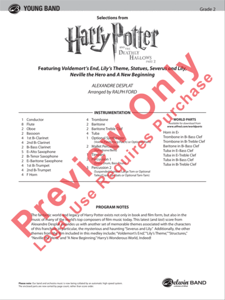 Harry Potter and the Deathly Hallows, Part 2, Selections from Concert Band scores gallery preview page 2