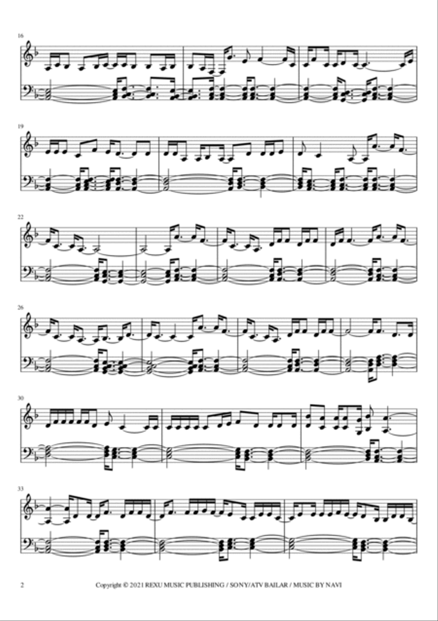 Yo Quiero Un Amor Piano Solo scores gallery preview page 2
