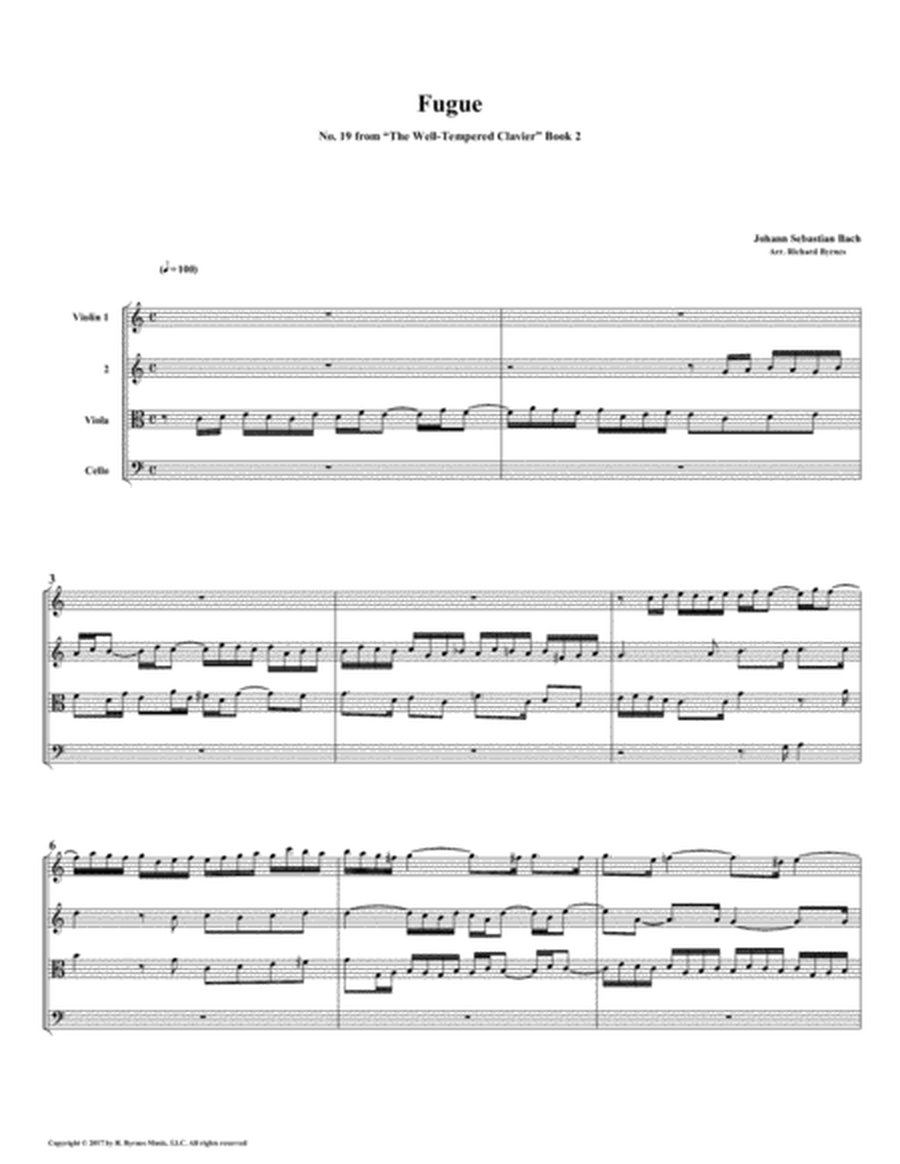 Fugue 19 from Well-Tempered Clavier, Book 2 (String Quartet) image number null