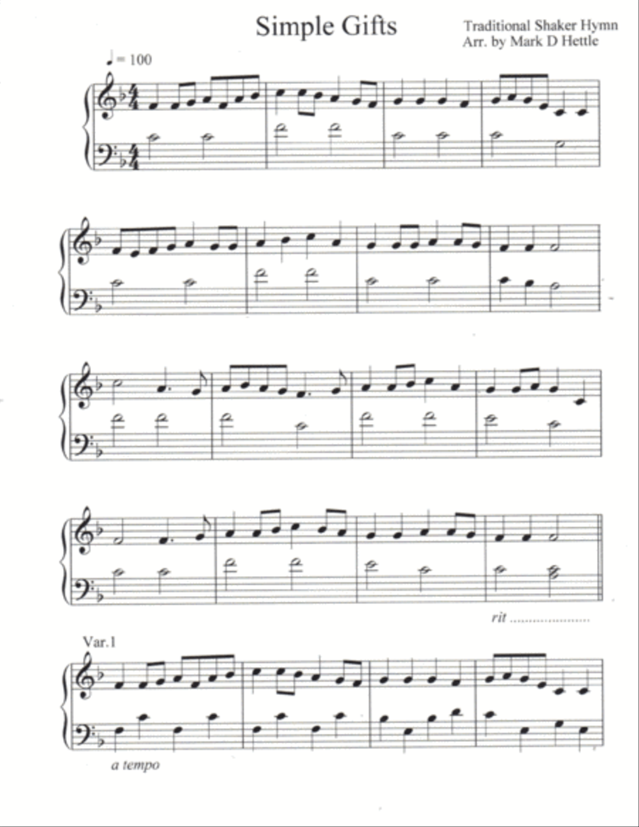 Simple Gifts Simple Gifts Piano Solo scores gallery preview page 2
