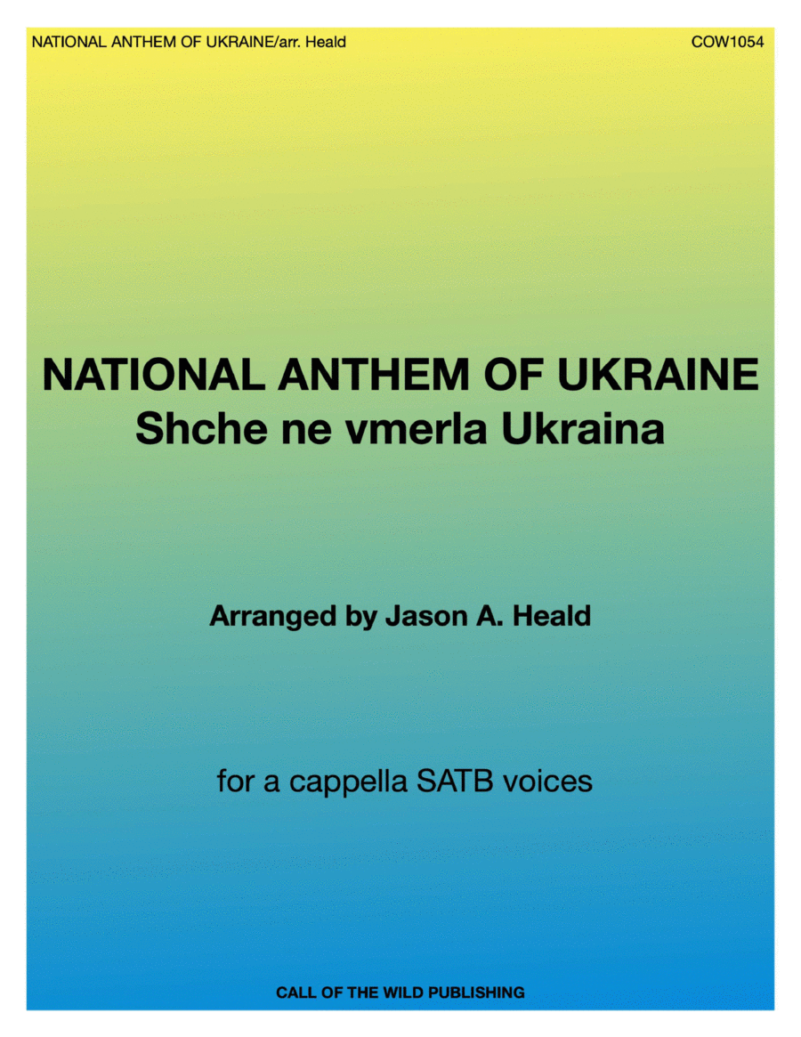 National Anthem of Ukraine 4-Part - Digital Sheet Music