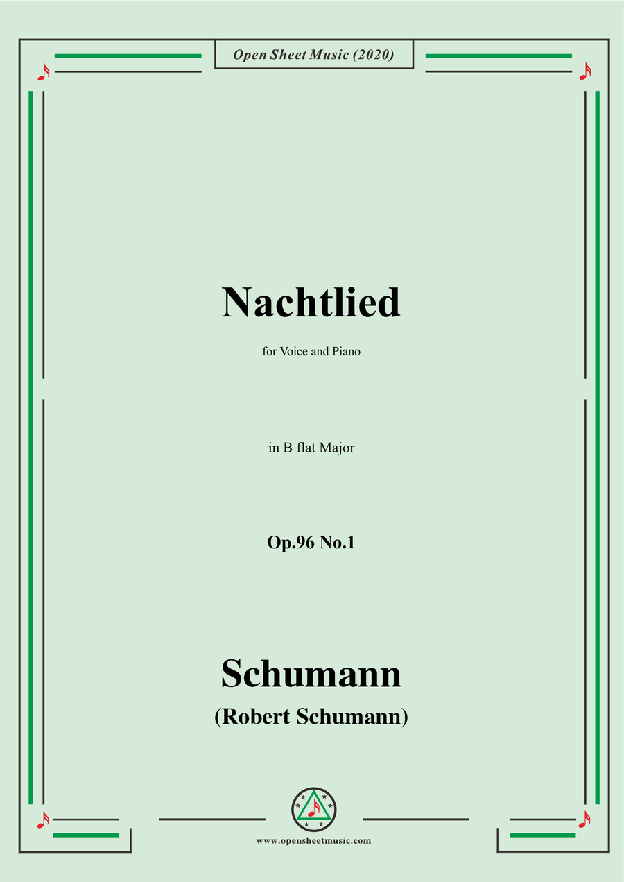 Schumann-Nachtlied,Op.96 No.1,in B flat Major,for Voice&Piano