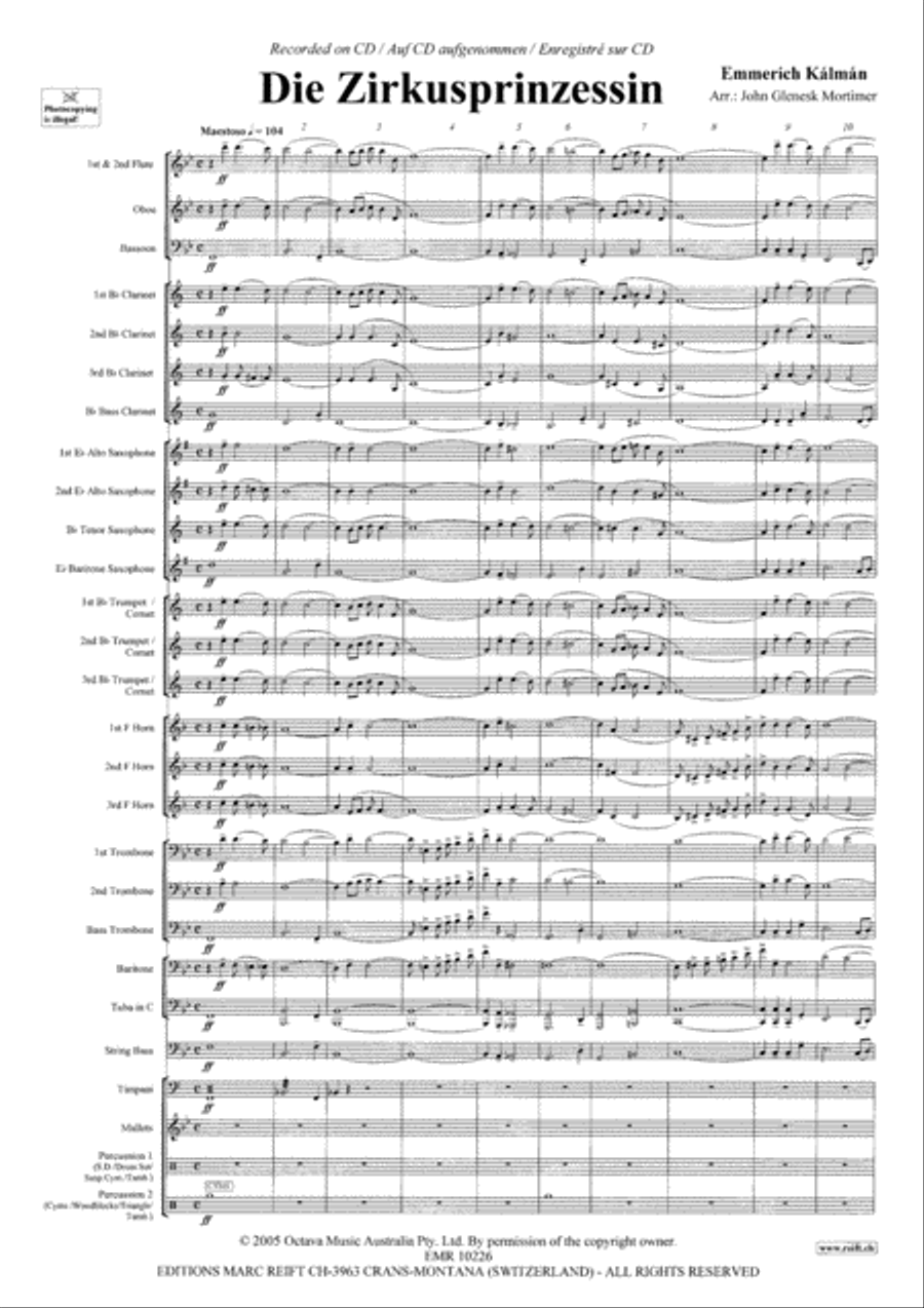 Die Zirkusprinzessin Concert Band scores gallery preview page 4