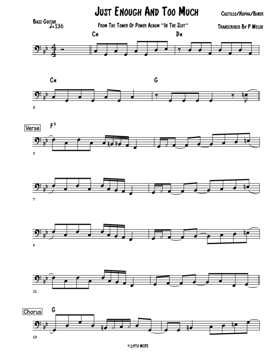 Just Enough And Too Much Just Enough And Too Much Bass Guitar scores gallery preview page 1