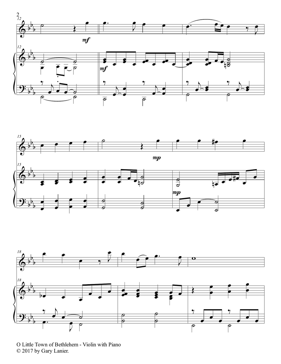 O LITTLE TOWN OF BETHLEHEM (Violin with Piano & Score/Part) O LITTLE TOWN OF BETHLEHEM (Violin with Piano & Score/Part) Violin Solo scores gallery preview page 3