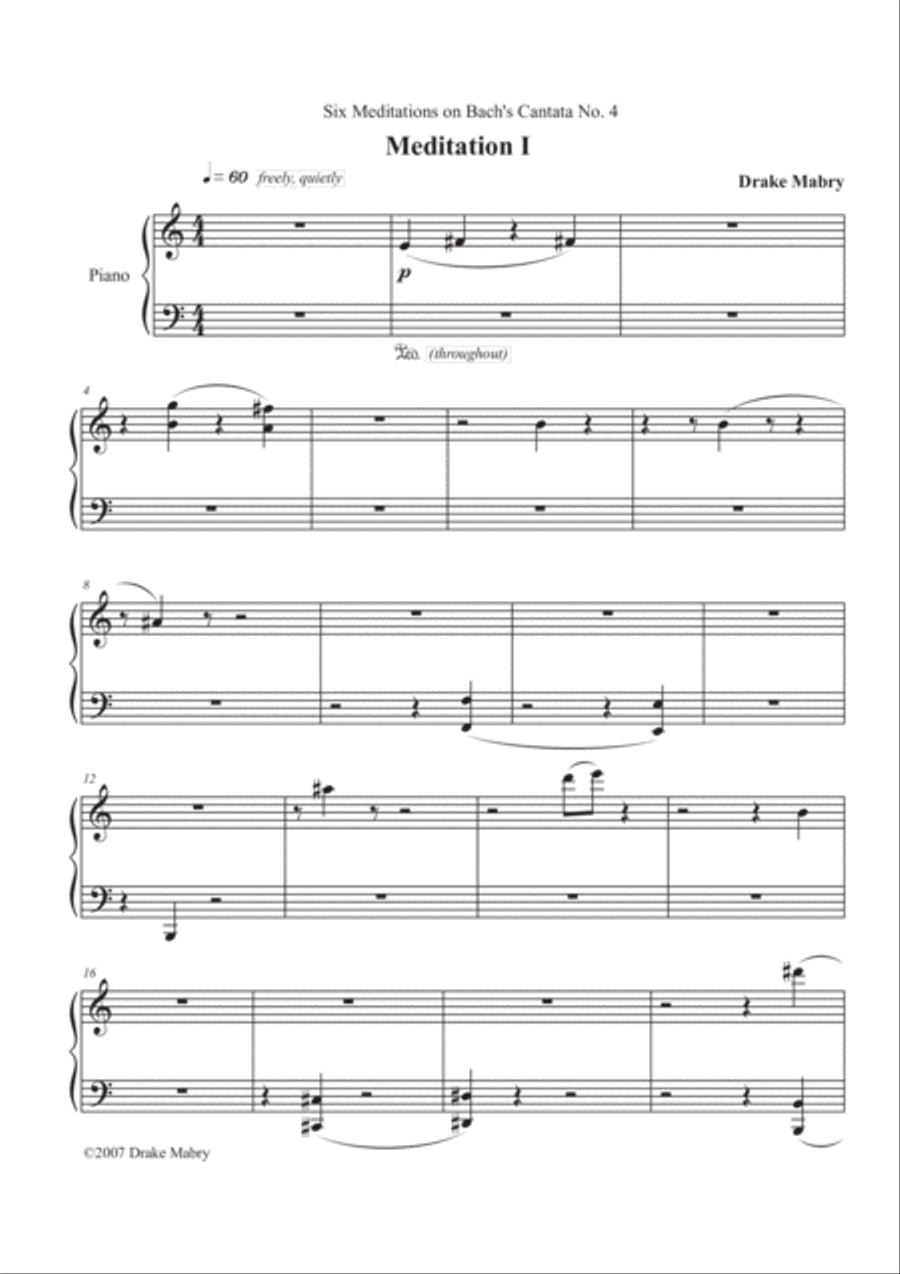 Six Meditations on Bach Piano Solo scores gallery preview page 1