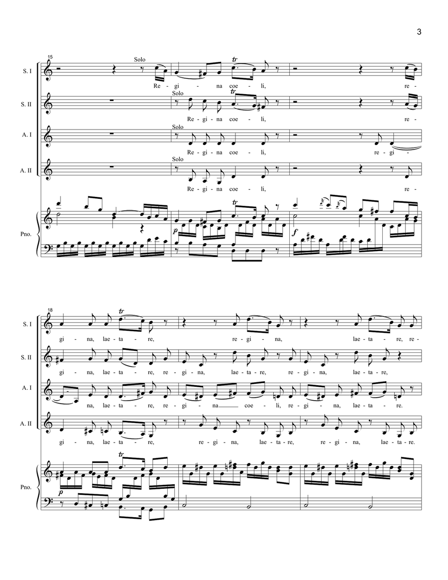 Regina Coeli in C (SSAA) SSAA scores gallery preview page 3