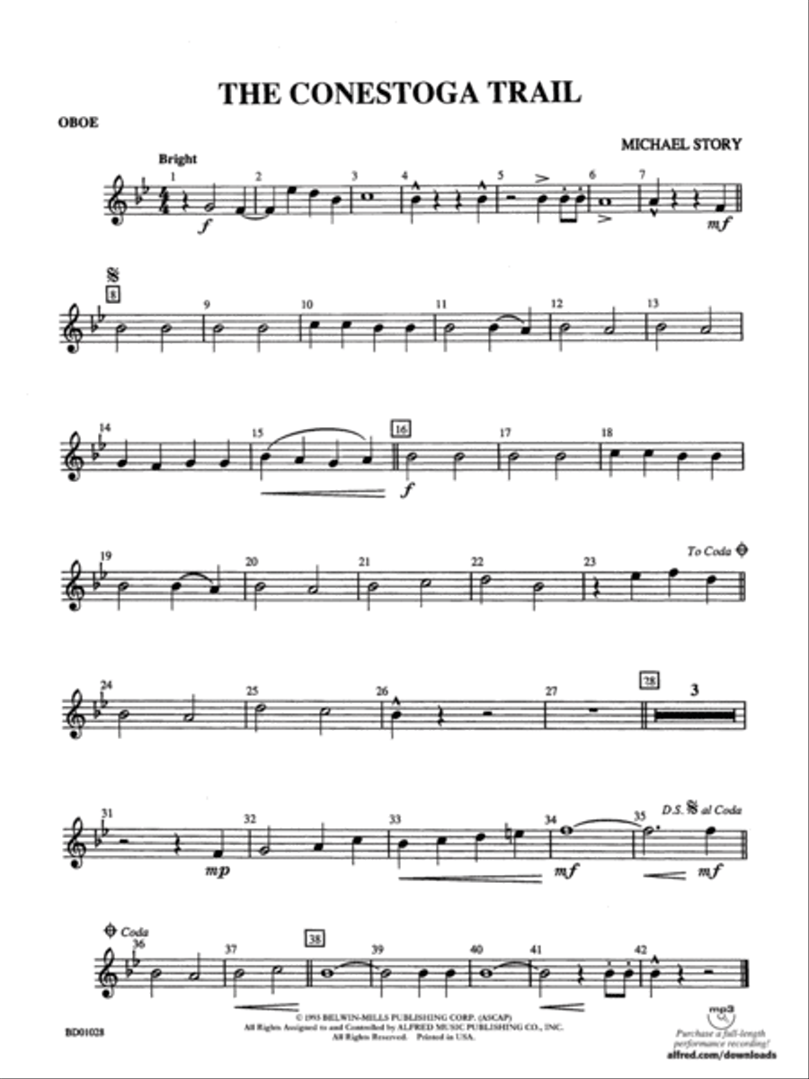 The Conestoga Trail: Oboe Concert Band scores gallery preview page 1
