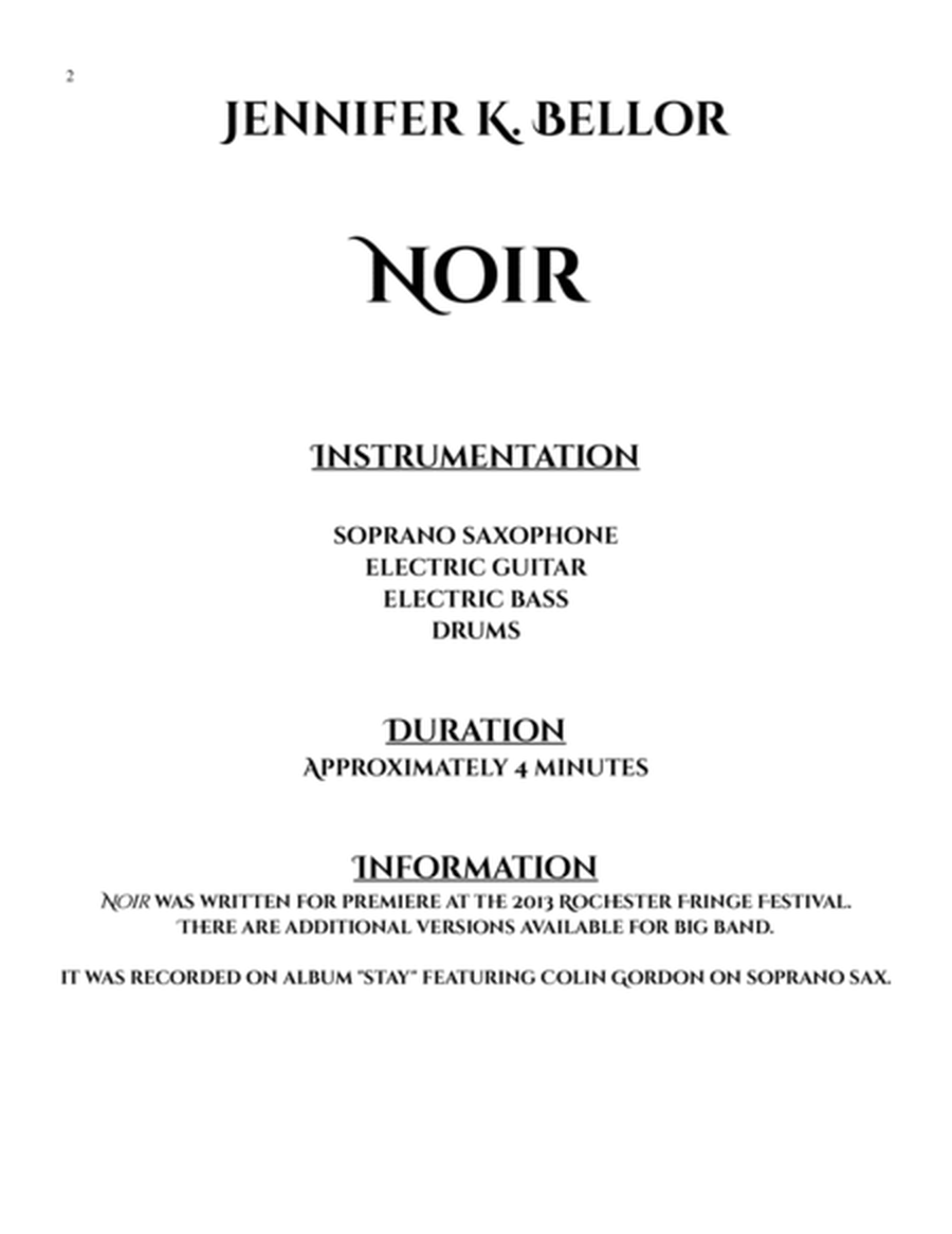 Noir - jazz combo (soprano sax, electric guitar, electric bass, drums) image number null