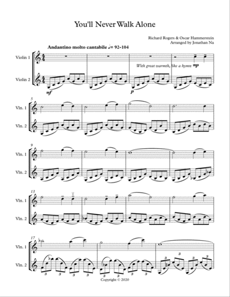 You'll Never Walk Alone String Duet scores gallery preview page 1