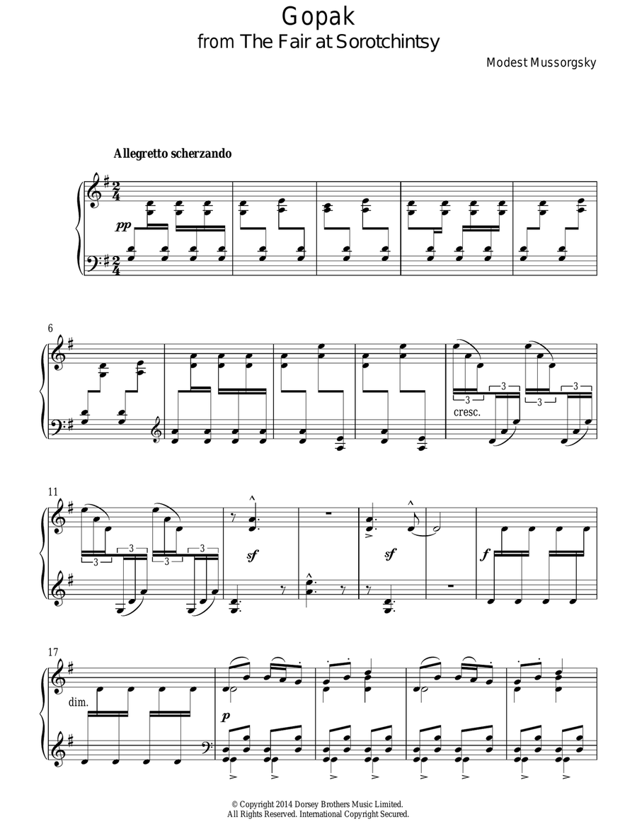 Gopak (from Sorotchinsky Fair) Piano Solo scores gallery preview page 1