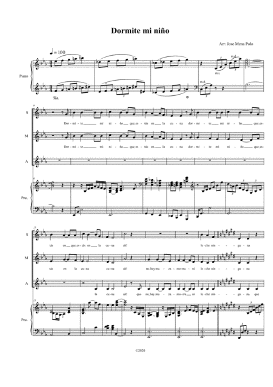 Dormite mi niño Dormite mi niño SSA scores gallery preview page 1