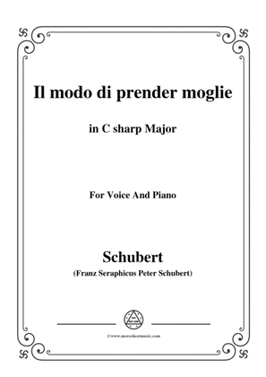 Schubert-Il modo di prender moglie,Op.83 No.3,in C sharp Major,for Voice&Piano