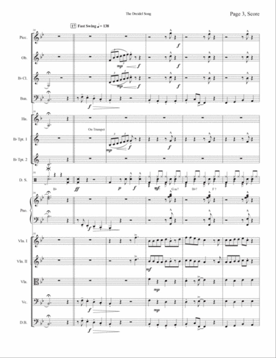 The Dreidel Song Chamber Orchestra scores gallery preview page 3