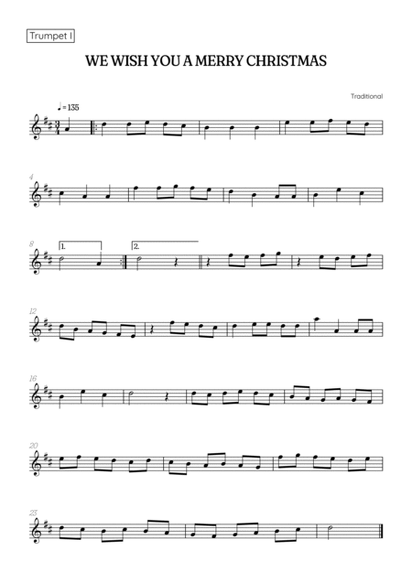 We Wish You a Merry Christmas for Brass Quintet • easy Christmas sheet music w/ chords image number null