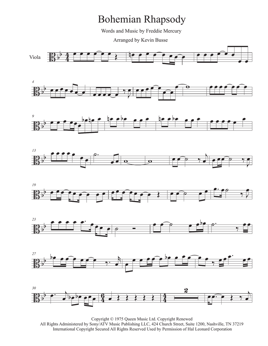 Bohemian Rhapsody Viola Solo scores gallery preview page 1
