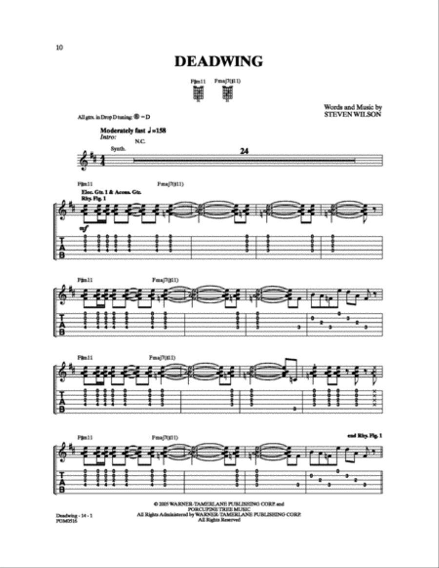Deadwing Deadwing Electric Guitar scores gallery preview page 1